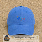 Casquette baseball Bleu ciel délavé 100% coton avec visuel Bisous coloré 3 cm - image produit principale