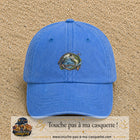 Casquette Bleu ciel délavé motif Pêche sportive 5 cm - vue principale
