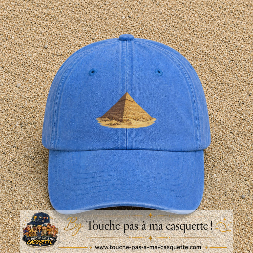 Casquette baseball Bleu ciel délavé 100% coton avec motif Pyramide égyptienne 7 cm - image principale