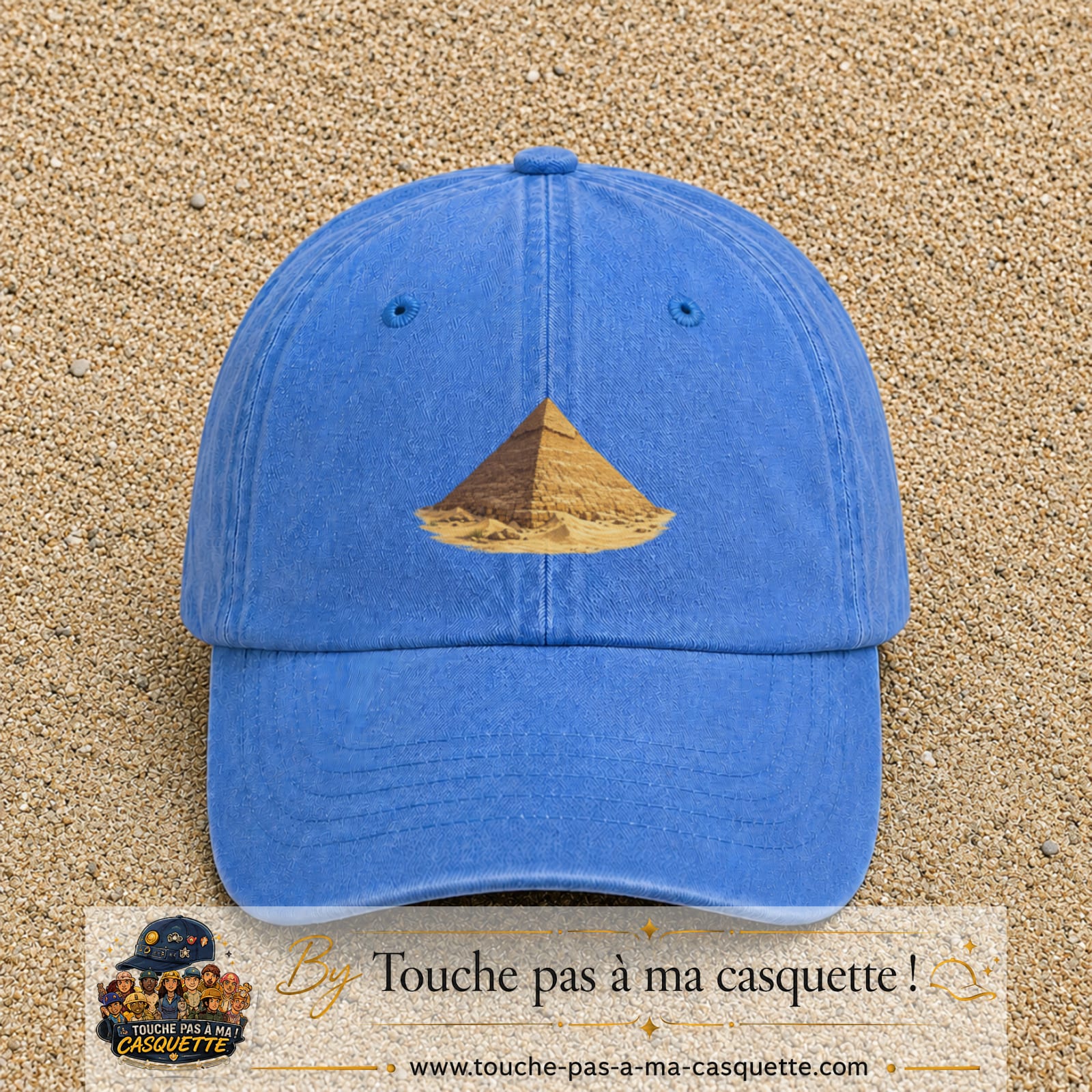 Casquette baseball Bleu ciel délavé 100% coton avec motif Pyramide égyptienne 7 cm - image principale
