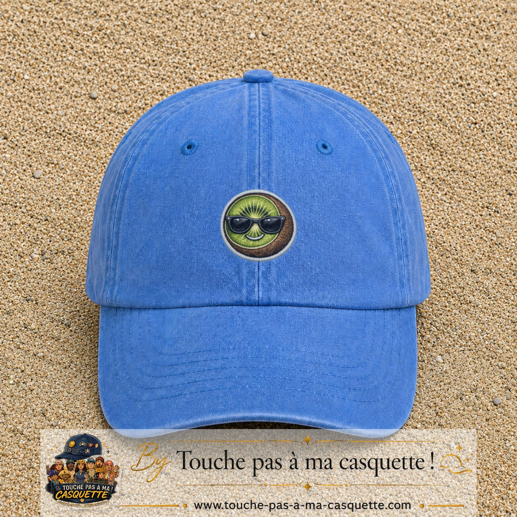 Casquette Bleu ciel délavé motif Kiwi avec lunettes 5 cm - vue principale