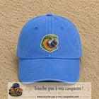 Casquette Bleu ciel délavé motif Perroquet tropical 7 cm - vue principale