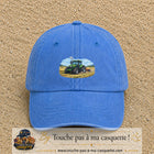 Casquette baseball Bleu ciel délavé 100% coton avec motif Tracteur agricole 5 cm - image principale