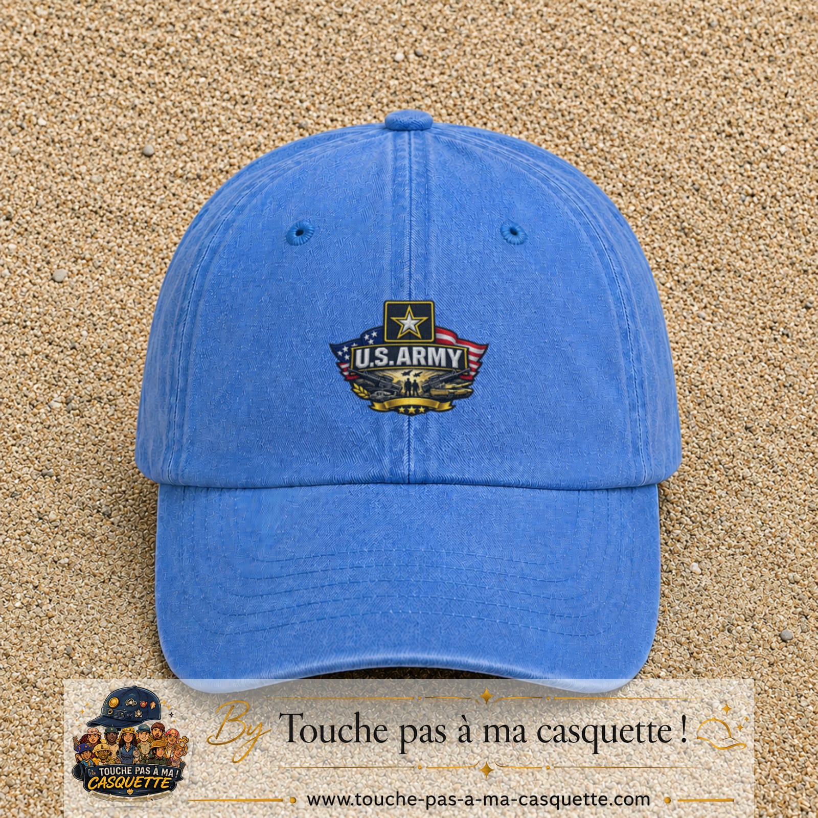 Casquette Bleu ciel délavé motif Emblème U.S. Army 5 cm - vue principale