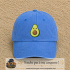 Casquette baseball Bleu ciel délavé 100% coton avec visuel Avocat kawaii 7 cm - image produit principale