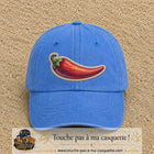 Casquette Bleu ciel délavé motif Piment piquant 7 cm - vue principale