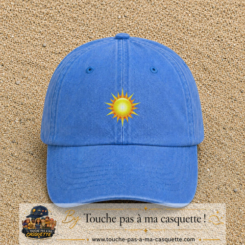 Casquette baseball Bleu ciel délavé 100% coton avec motif Soleil rayonnant 5 cm - image principale