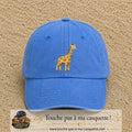 Casquette Bleu ciel délavé motif Girafe 7 cm - vue principale