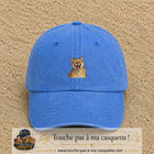 Casquette Bleu ciel délavé 100% coton avec motif Félin sauvage qui rit 5 cm - image principale