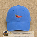 Casquette Bleu ciel délavé motif Piment piquant 3 cm - vue principale