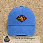 Casquette baseball Bleu ciel délavé 100% coton avec visuel Galaxie système solaire 7 cm - image produit principale