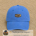 Casquette baseball Bleu ciel délavé 100% coton avec visuel Cheval en course 3 cm - image produit principale