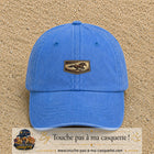 Casquette baseball Bleu ciel délavé 100% coton avec visuel Cheval en course 3 cm - image produit principale