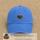 Casquette Bleu ciel délavé motif Cœur velours 5 cm - vue principale
