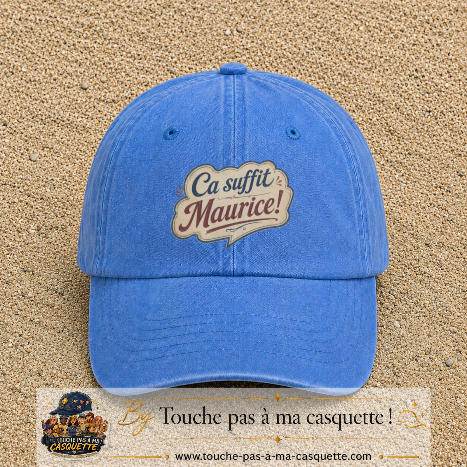 Casquette baseball Bleu ciel délavé 100% coton avec visuel Ça suffit Maurice 7 cm - image produit principale