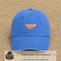 Casquette Bleu ciel délavé 100% coton avec motif Poignée de main 3 cm - image principale