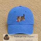 Casquette baseball Bleu ciel délavé 100% coton avec motif Chaton joueur 7 cm - image principale