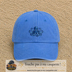 Casquette baseball Bleu ciel délavé 100% coton avec visuel Pieuvre bleue 5 cm - image produit principale