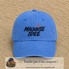 Casquette Bleu ciel délavé 100% coton avec motif Mauvaise idée 7 cm - image principale