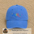 Casquette baseball Bleu ciel délavé 100% coton avec visuel Prénom Arthur coloré 7 cm - image produit principale