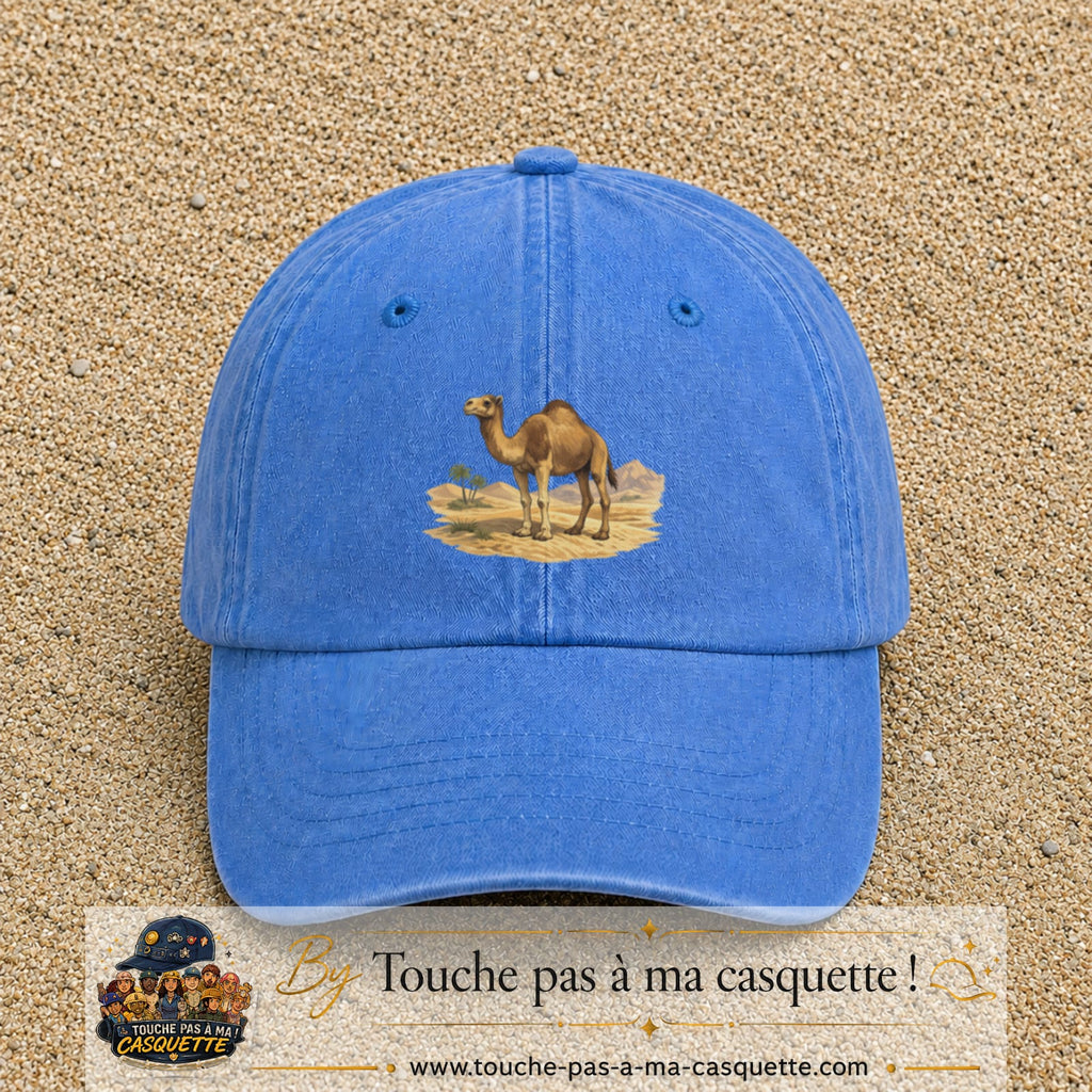 Casquette baseball Bleu ciel délavé 100% coton avec motif Chameau du désert 7 cm - image principale