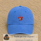 Casquette baseball Bleu ciel délavé 100% coton avec visuel Homard cartoon 5 cm - image produit principale