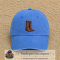 Casquette Bleu ciel délavé 100% coton avec motif Bottes cowboy 7 cm - image principale