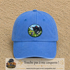 Casquette baseball Bleu ciel délavé 100% coton avec visuel Chat noir et souris 7 cm - image produit principale