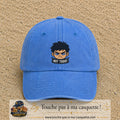 Casquette Bleu ciel délavé 100% coton avec motif Not Today manga 7 cm - image principale