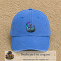 Casquette Bleu ciel délavé 100% coton avec motif Drakkar viking et marteau de Thor 7 cm - image principale