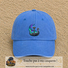 Casquette Bleu ciel délavé 100% coton avec motif Drakkar viking et marteau de Thor 7 cm - image principale