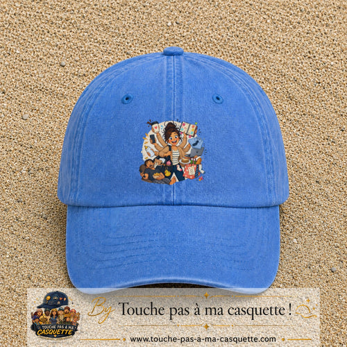 Casquette baseball Bleu ciel délavé 100% coton avec visuel Maman multitâche 7 cm - image produit principale