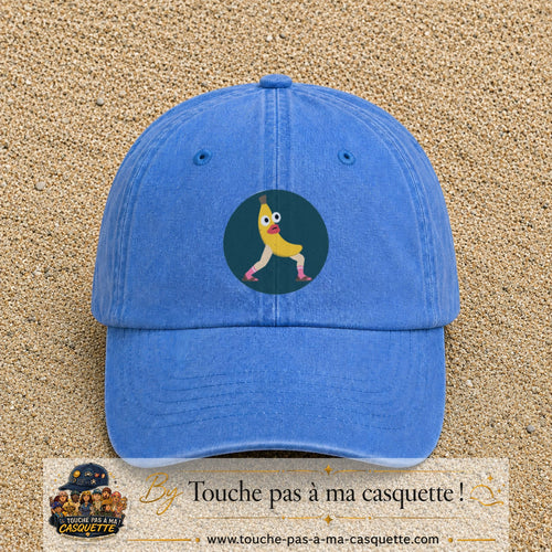 Casquette baseball Bleu ciel délavé 100% coton avec visuel Banane drôle 7 cm - image produit principale