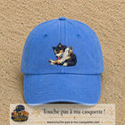 Casquette baseball Bleu ciel délavé 100% coton avec motif Chien joueur 7 cm - image principale