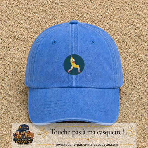 Casquette baseball Bleu ciel délavé 100% coton avec visuel Banane drôle 5 cm - image produit principale