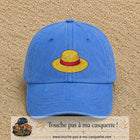 Casquette baseball Bleu ciel délavé 100% coton avec motif Chapeau de paille 5 cm - image principale