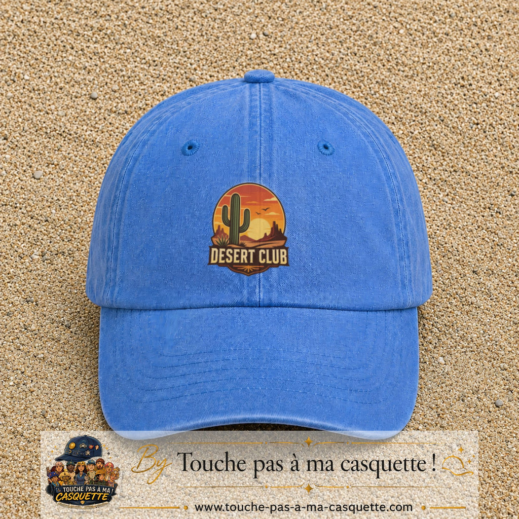 Casquette Bleu ciel délavé 100% coton avec motif Desert Club cactus 7 cm - image principale