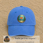 Casquette baseball Bleu ciel délavé 100% coton avec visuel Poisson rouge sous l’eau 7 cm - image produit principale