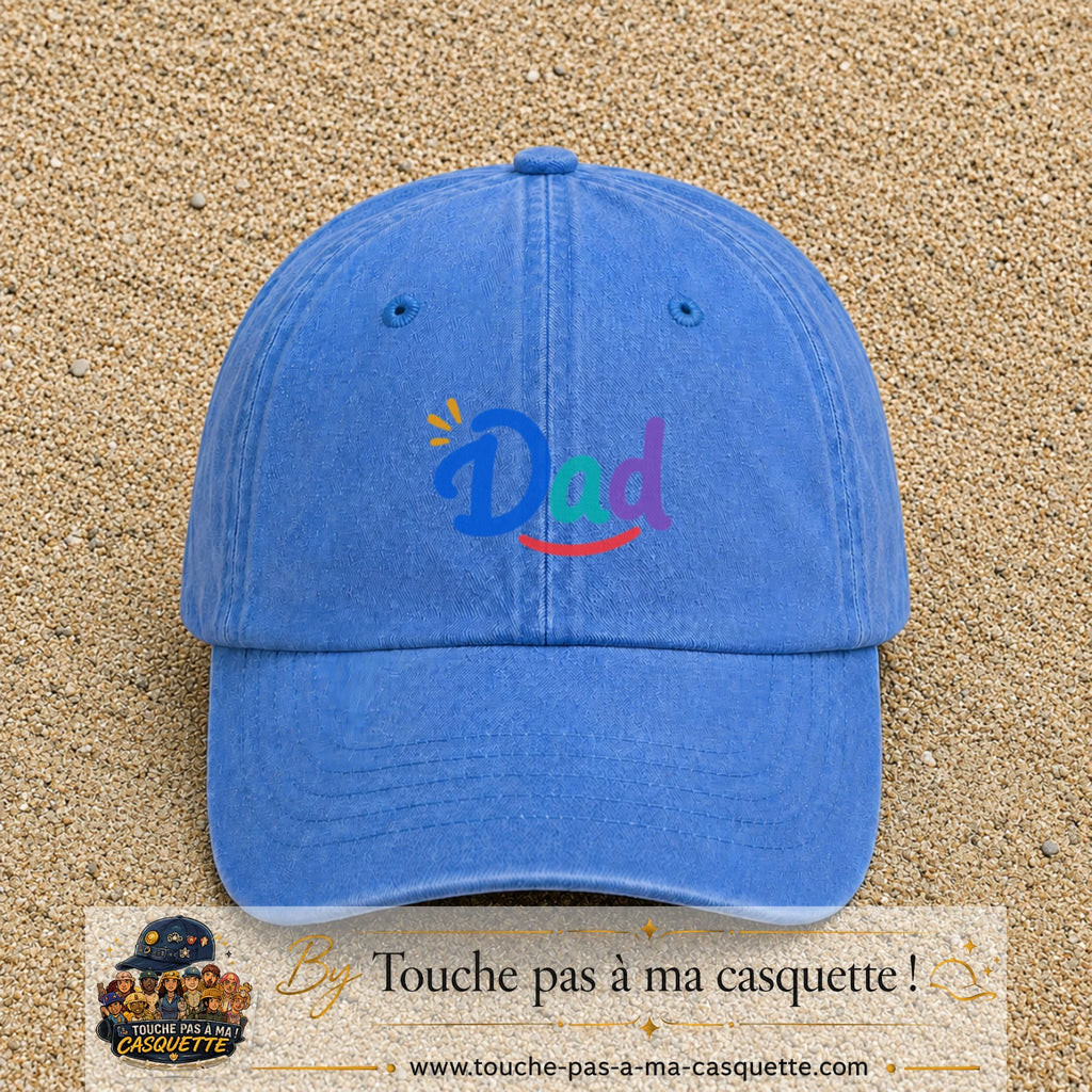 Casquette baseball Bleu ciel délavé 100% coton avec visuel Dad coloré 5 cm - image produit principale