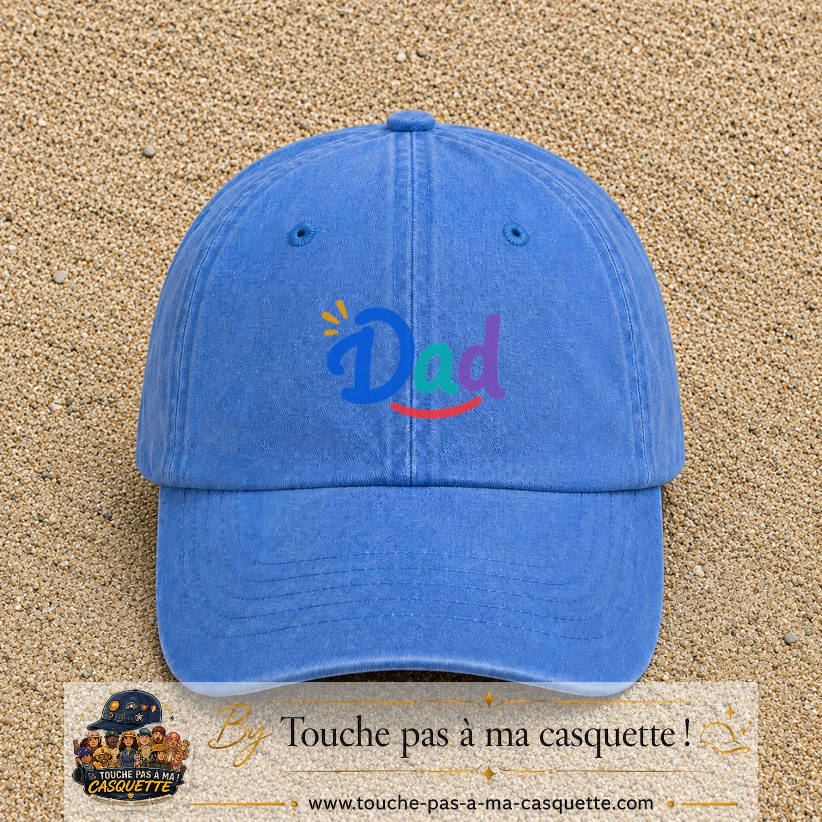 Casquette baseball Bleu ciel délavé 100% coton avec visuel Dad coloré 5 cm - image produit principale