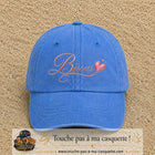 Casquette baseball Bleu ciel délavé 100% coton avec visuel Bisous cœur 7 cm - image produit principale