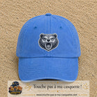 Casquette Bleu ciel délavé motif Ours rugissant 7 cm - vue principale