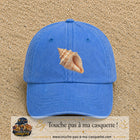 Casquette baseball Bleu ciel délavé 100% coton avec visuel Coquillage marin 7 cm - image produit principale