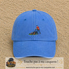 Casquette baseball Bleu ciel délavé 100% coton avec motif Jardinier avec tondeuse 5 cm - image principale
