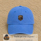 Casquette baseball Bleu ciel délavé 100% coton avec visuel Écusson éléphant 5 cm - image produit principale