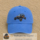 Casquette Bleu ciel délavé 100% coton avec motif Buggy tout-terrain orange 7 cm - image principale