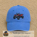 Casquette Bleu ciel délavé 100% coton avec motif Quad rouge tout-terrain 7 cm - image principale