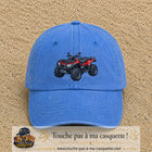 Casquette Bleu ciel délavé 100% coton avec motif Quad rouge tout-terrain 7 cm - image principale