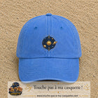 Casquette baseball Bleu ciel délavé 100% coton avec visuel Système solaire doré 7 cm - image produit principale
