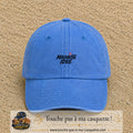 Casquette Bleu ciel délavé 100% coton avec motif Mauvaise idée 3 cm - image principale